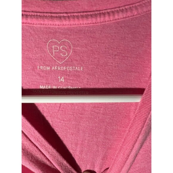 PS FROM AEROPOSTALE GIRLS SIZE 14 KIDS Catitude Meow Pink TEE SHIRT - Picture 2 of 3